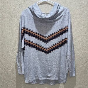 Stylish Gray Chevron Women's Cowl Neck Sweater
